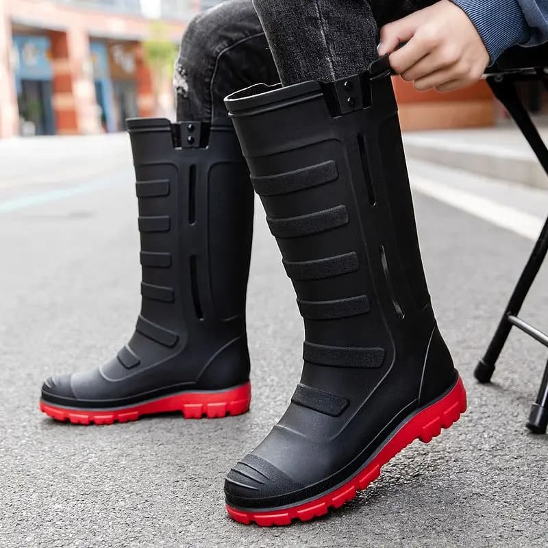 Bottes de pluie longues imperméables doublées polaire pour hommes hiver - Confort chaud cuisine travail