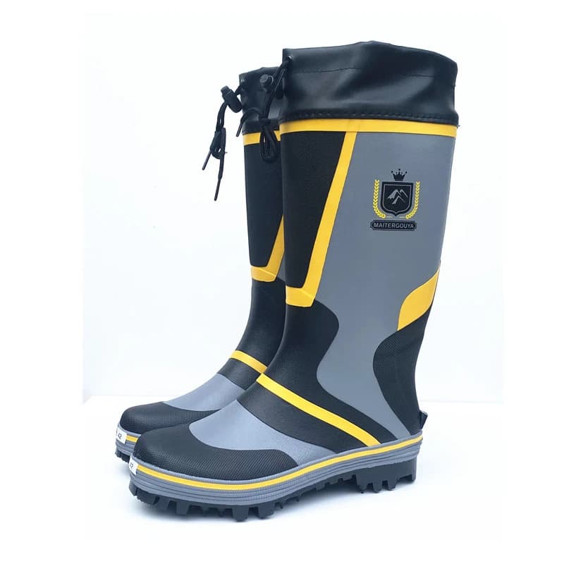 Chaussures de pêche étanches avec semelle à crampons acier - Bottes caoutchouc homme femme pour pêche en rivière