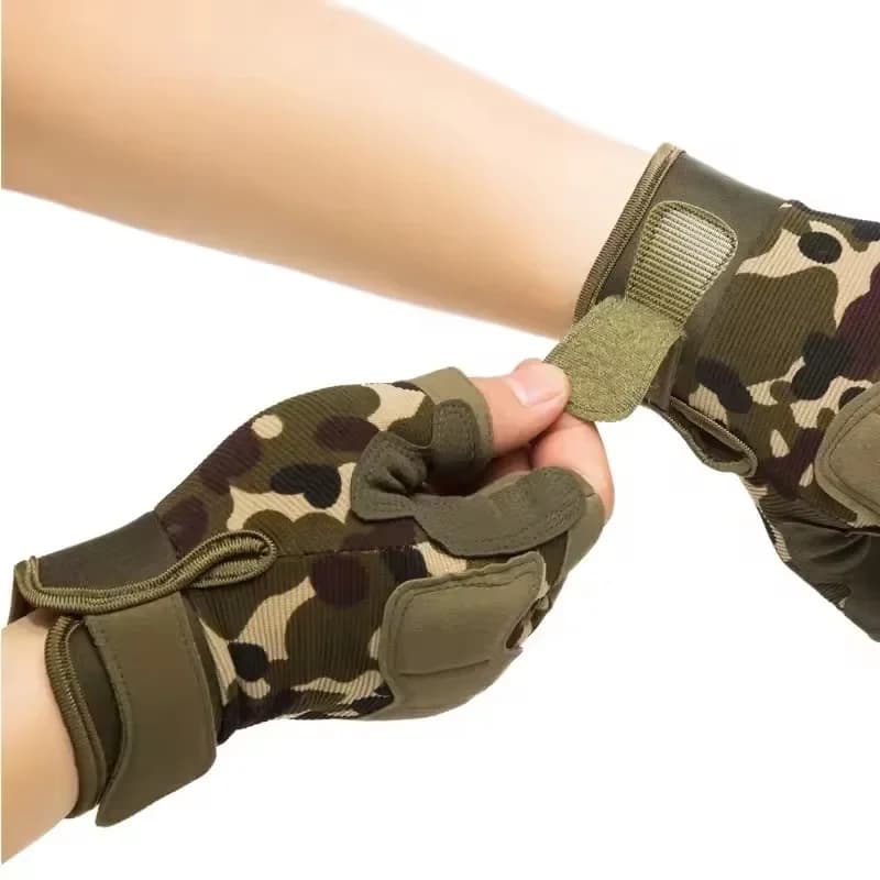 Gants tactiques demi-doigts pêche sportive - Gants résistants pour pêche montagne et vélo