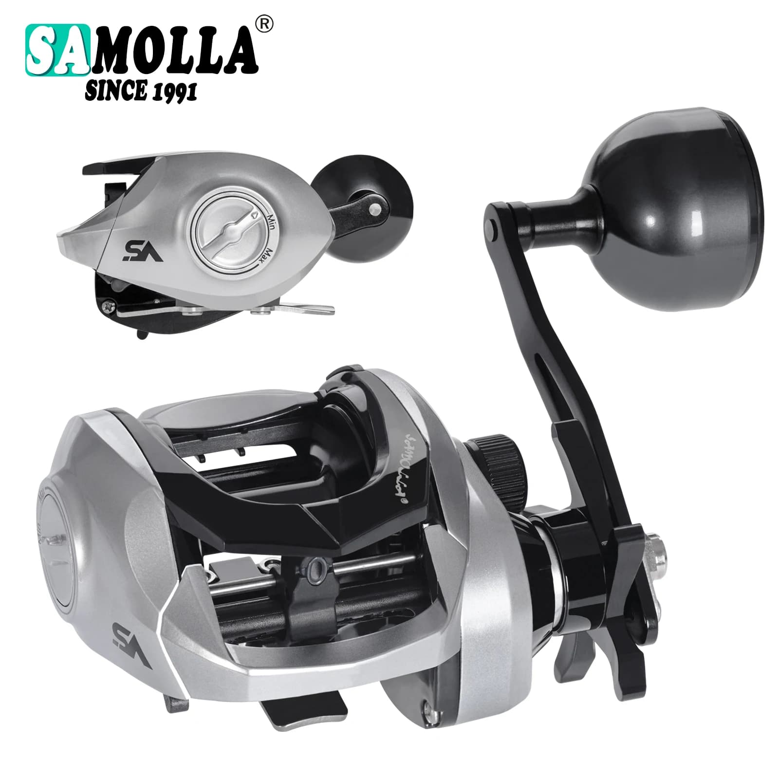 Moulinet de pêche casting SAMOLLA grande capacité pour mer et eau salée - Ratio 6.3:1 frein 15kg