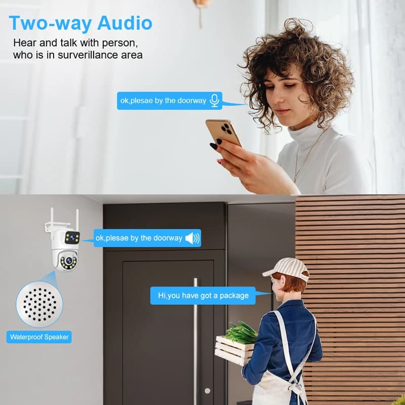 Caméra PTZ WiFi double objectif 6MP - Surveillance sécurité extérieure pêche auto-tracking