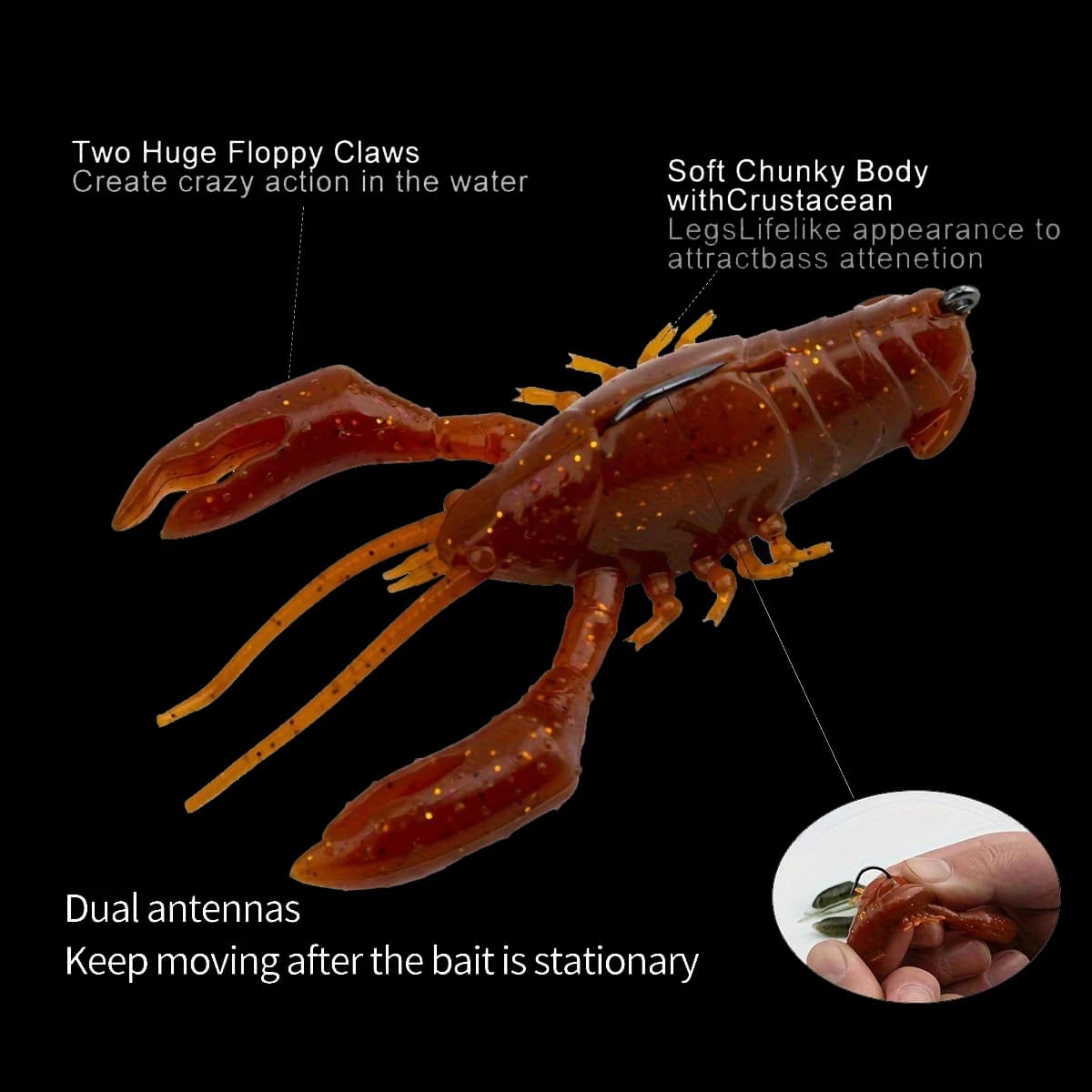 Leurre souple ANFS 1 pièce imitation écrevisse pour pêche des carnassiers en eau douce