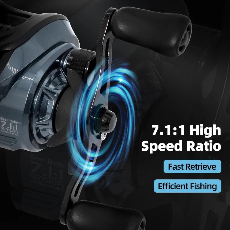 Moulinet casting électrique DC DEUKIO 6+1BB ratio 7.1:1 pour pêche carpe et mer avec freinage digital