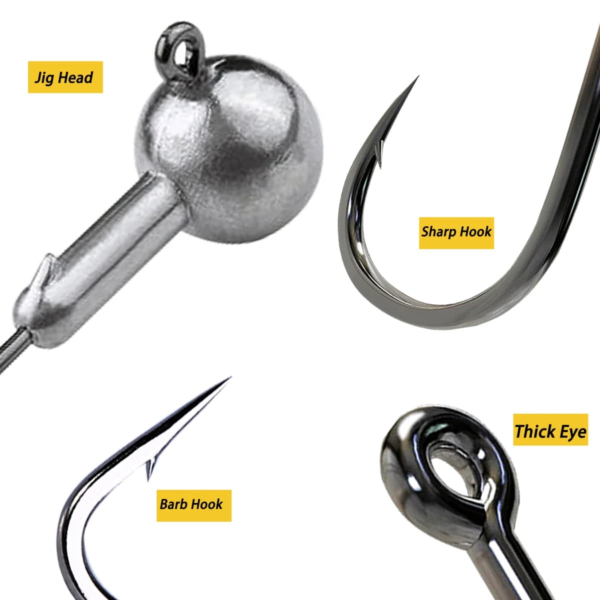 Hameçons jig head de 1g à 28g pour leurres souples, pêche au crankbait et montage bass rig, accessoires de pêche