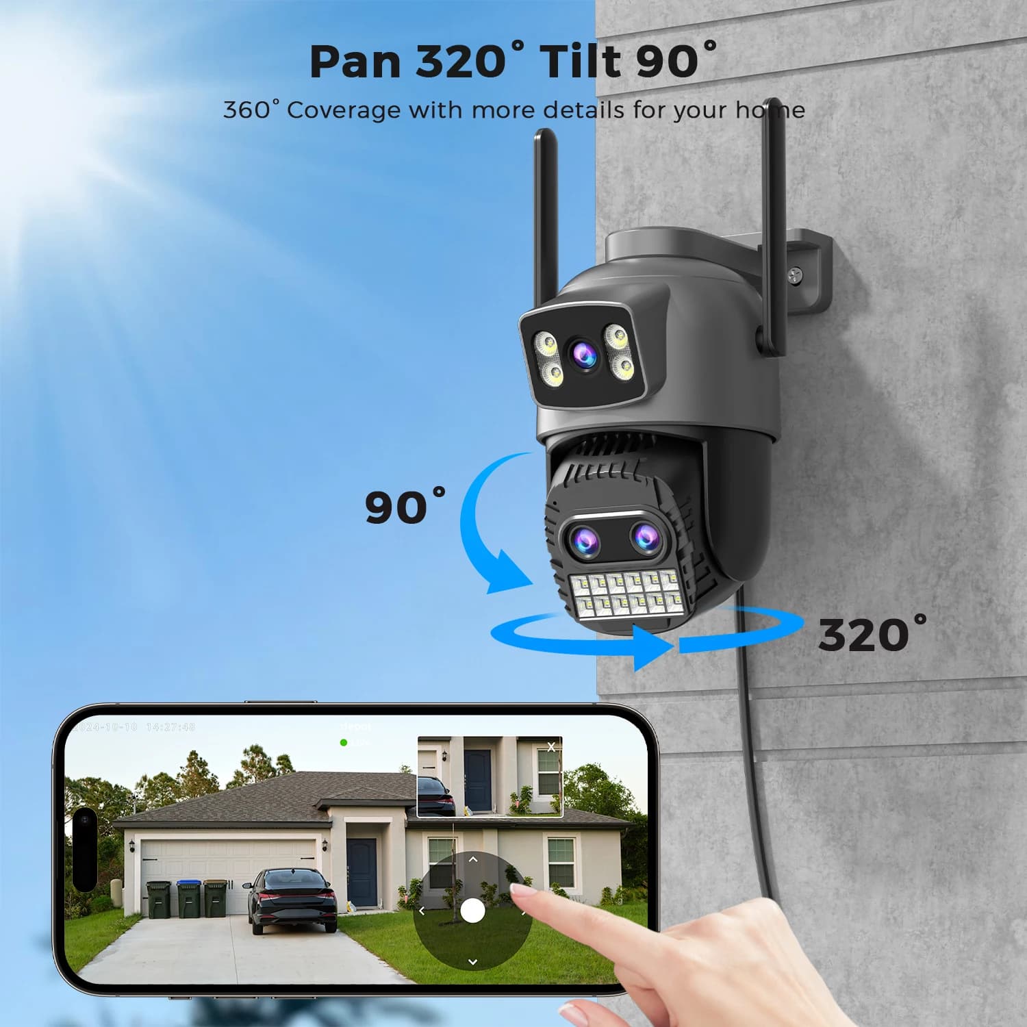 Caméra wifi extérieure BESDER 15MP PTZ double écran zoom 10X détection humaine surveillance IP sécurité O-Kam Pro