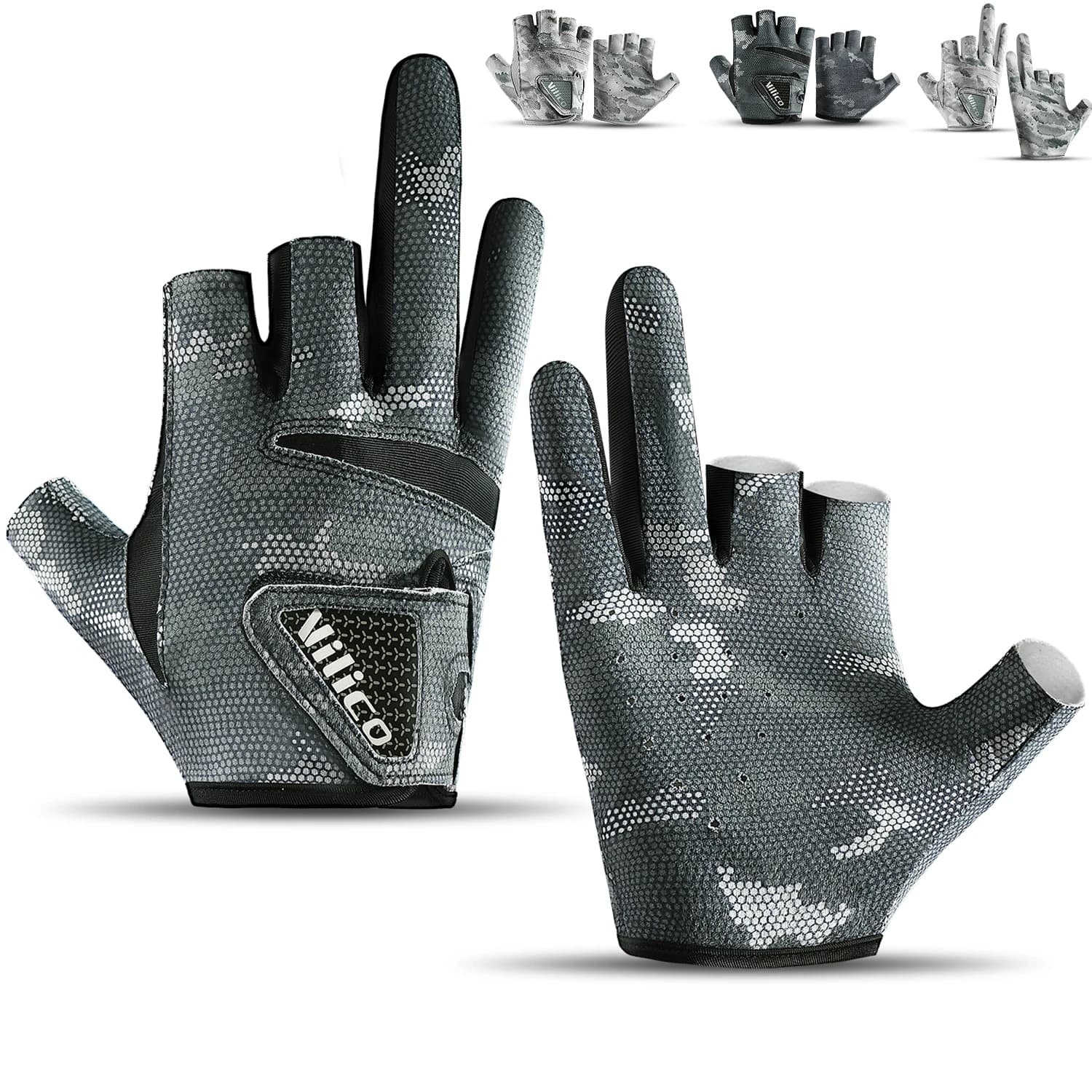 Gants de pêche 3 doigts été homme : anti-dérapants, respirants et protection UV pour pêche routière