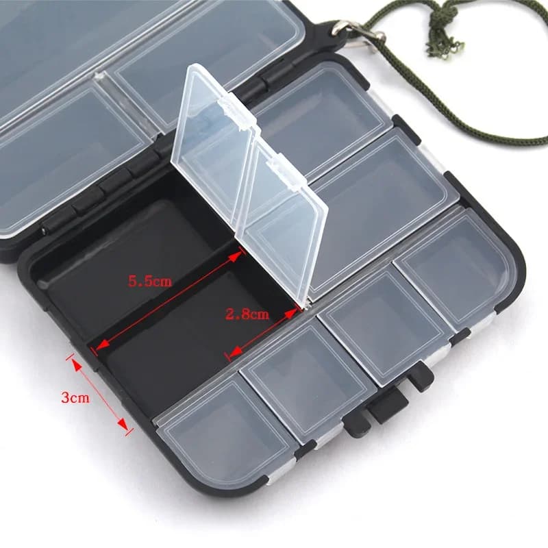 Boîte de rangement pêche double face pour accessoires, hameçons et appâts carpe