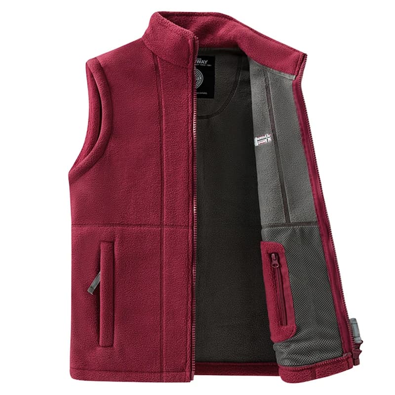 Veste polaire homme sans manches hiver col montant sport extérieur décontracté coupe-vent