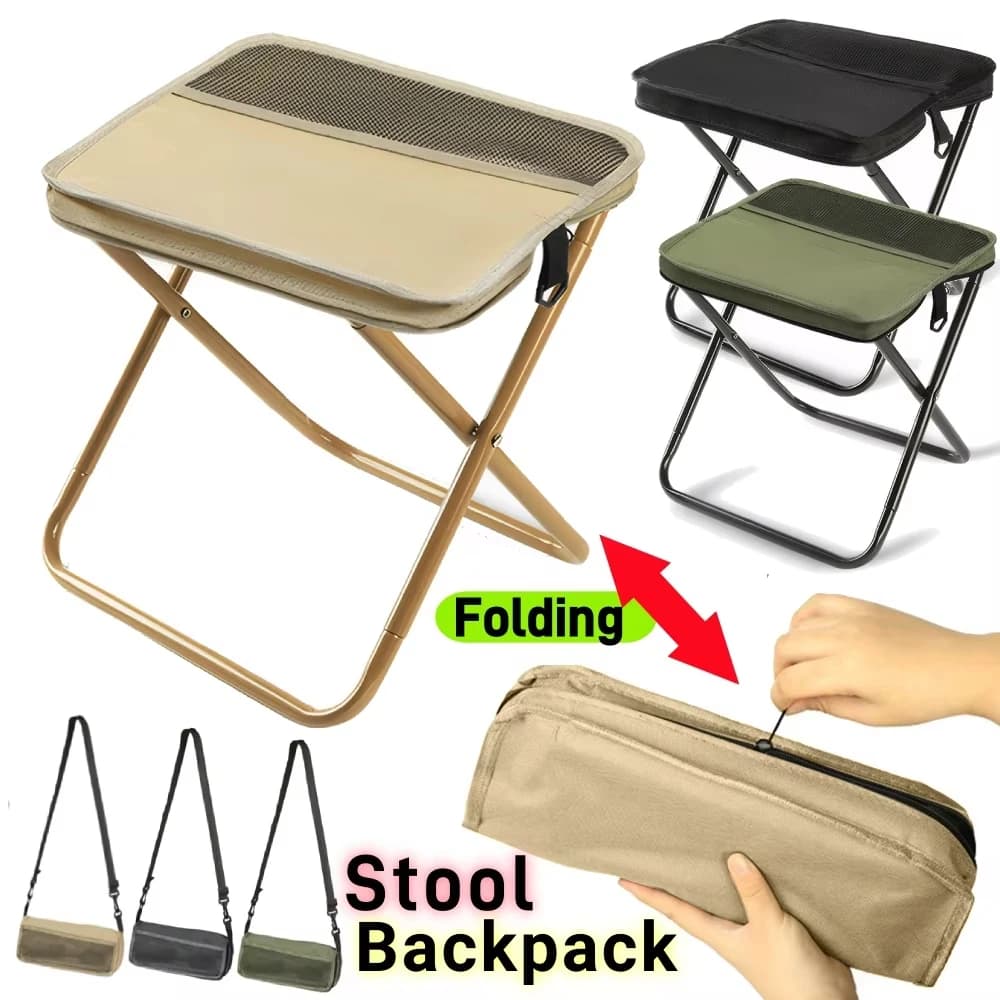 Tabouret pliant pêche camping randonnée avec sac bandoulière pratique pour transport et rangement
