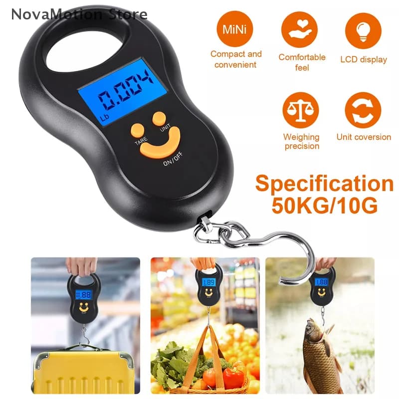 Balance noire électronique 50kg rétroéclairée - Version sombre pour pêche discrète et design moderne