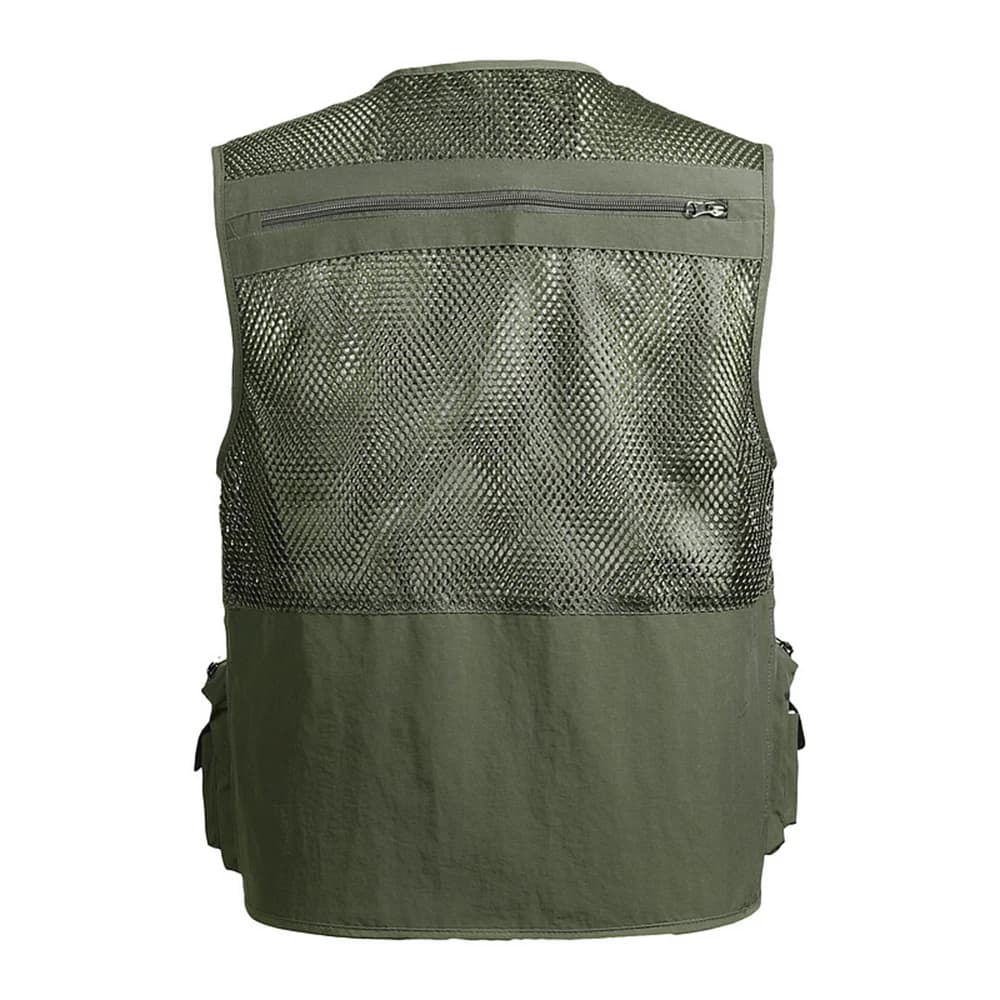 Veste de pêche respirante en mesh avec poches zippées pour activités extérieures été