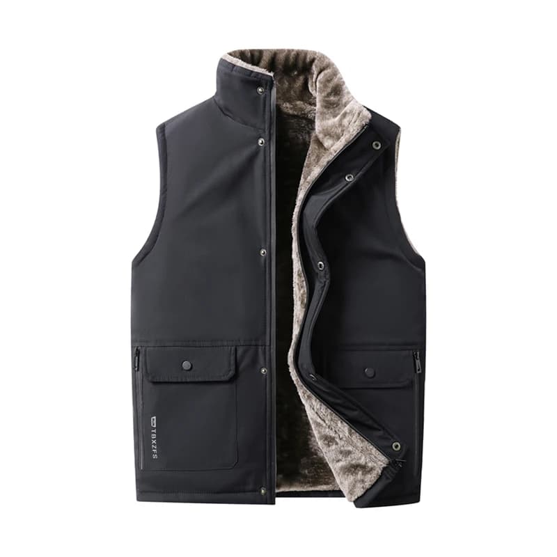 Gilet homme en laine mouton cashmere épais - Veste sans manches chaude et luxueuse pour hiver