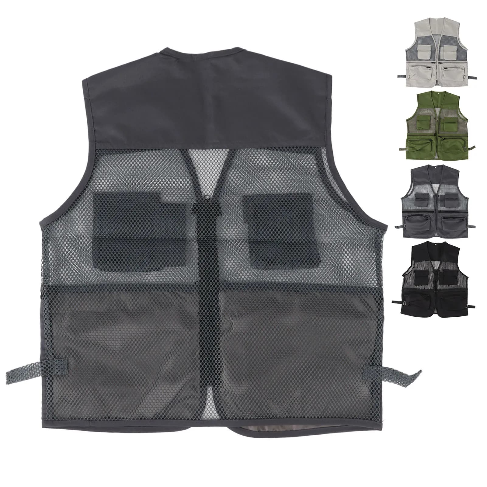 Gilet de pêche respirant multipoches militaire - Veste technique pour activités extérieures et pêche sportive