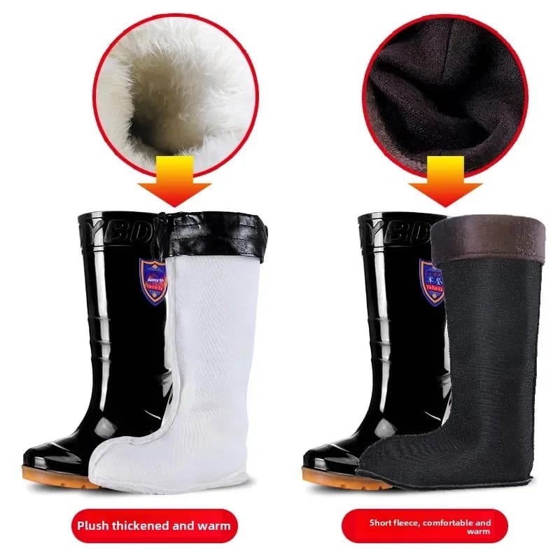 Bottes PVC homme hautes imperméables antidérapantes doublure polaire semelle caoutchouc chantier pêche