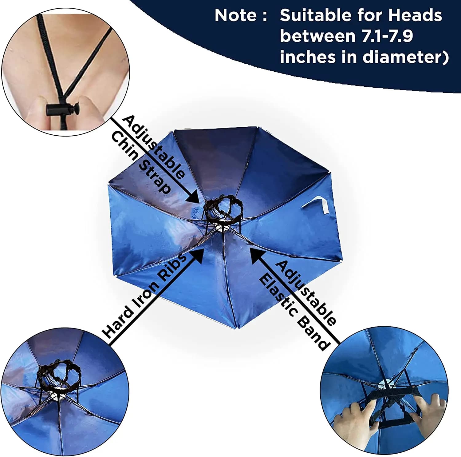 Parapluie chapeau arc-en-ciel 95cm pliable 2 fois - Accessoire pêche enfants adultes hommes femmes