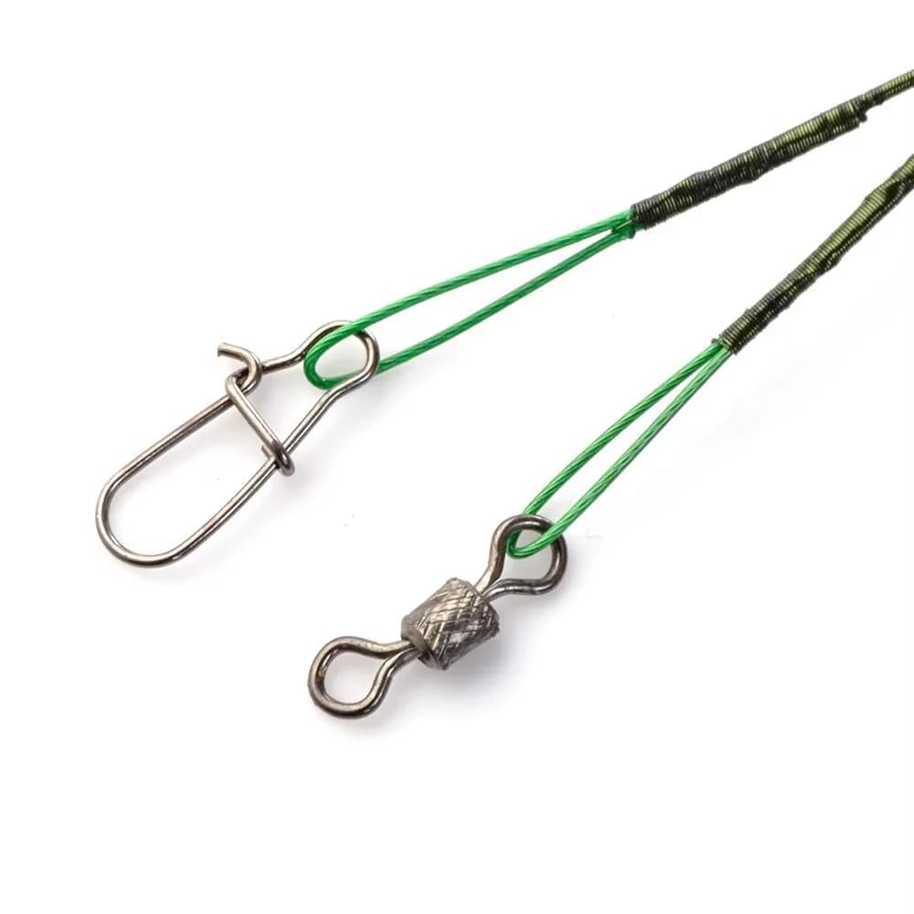 20PCS anti-morsure acier leaders 16-25cm 50LB avec émerillon pour brochet et black-bass - FTK