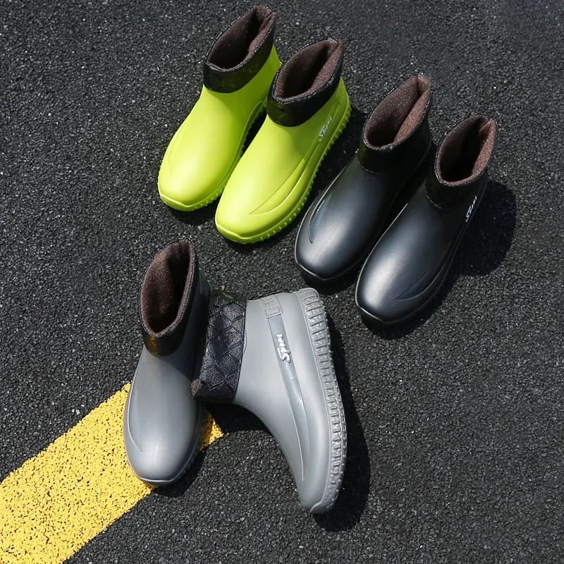 Bottes de pluie homme semelle épaisse chaude résistante pour pêche quatre saisons