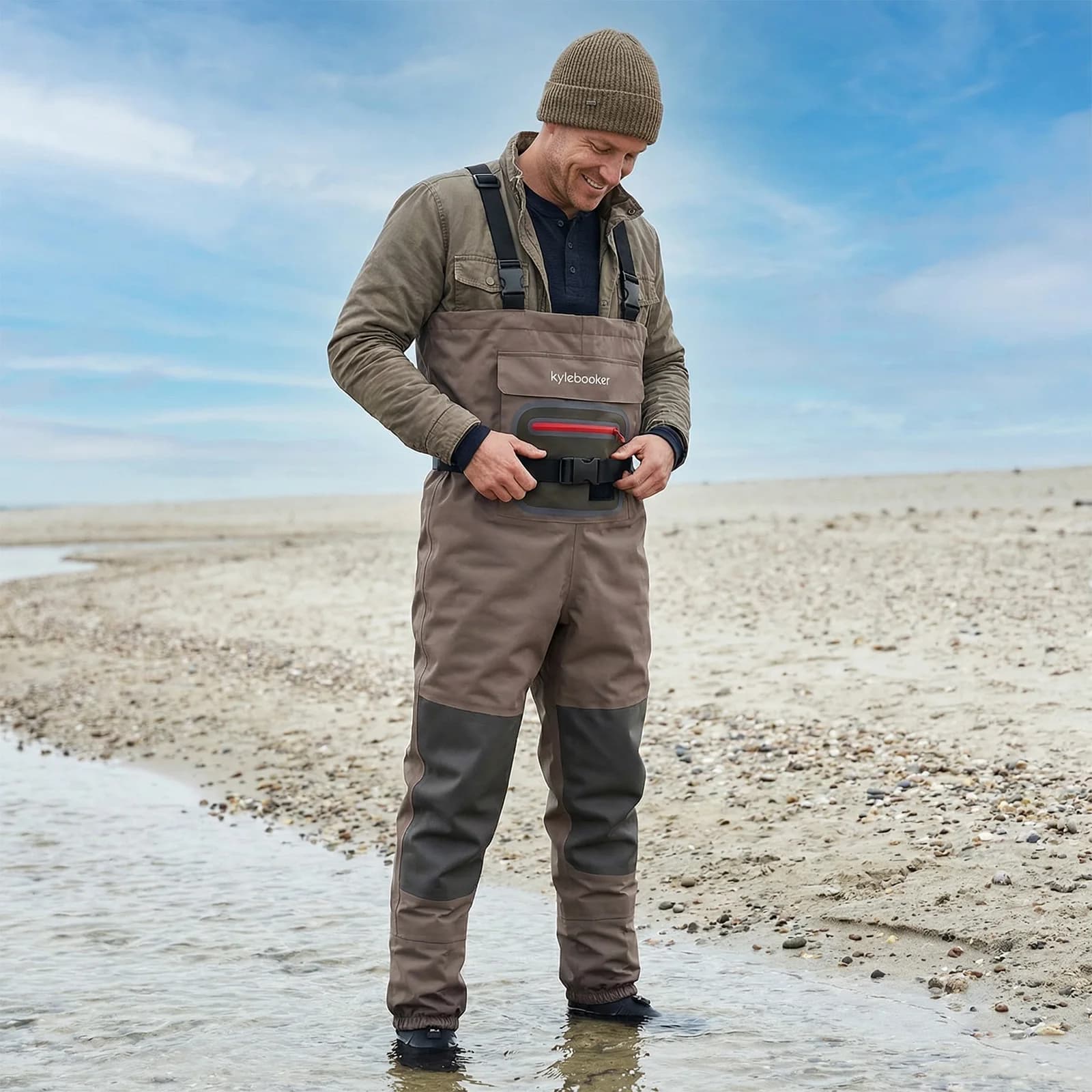 Waders pêche à la mouche respirants légers Kylebooker pieds chaussettes hommes femmes