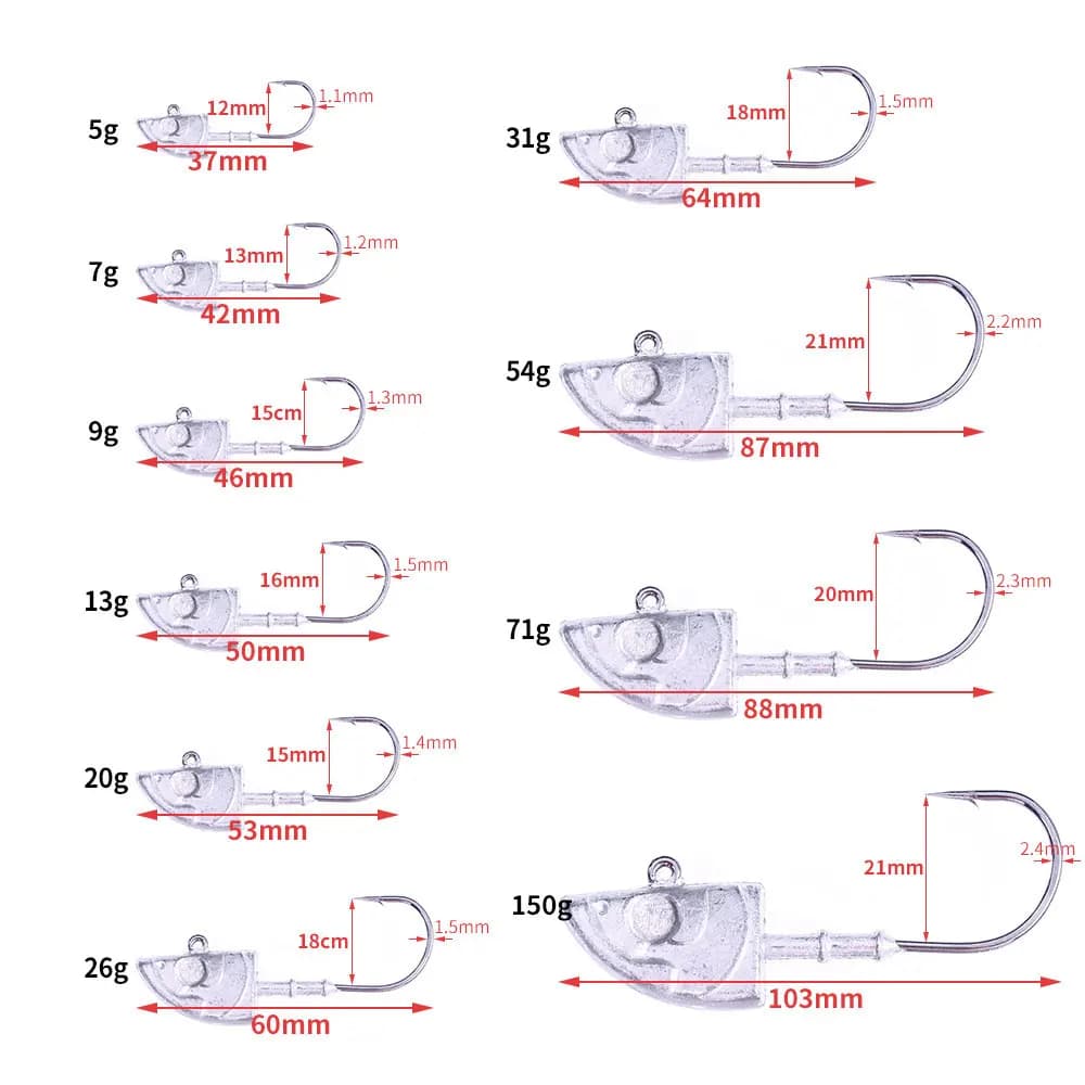 Tête de jig lourde triangle longue hampe pour leurres souples et vers pour la pêche