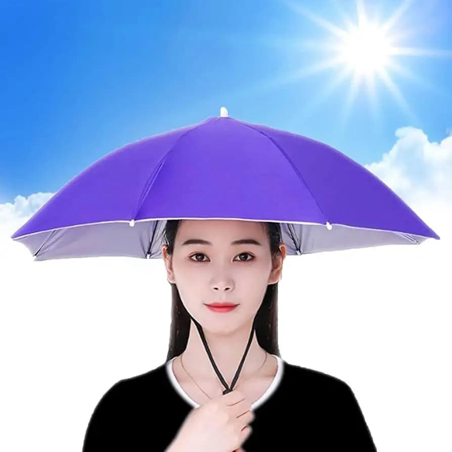 Chapeau parapluie pliable pêche double couche UV protection imperméable plage camping