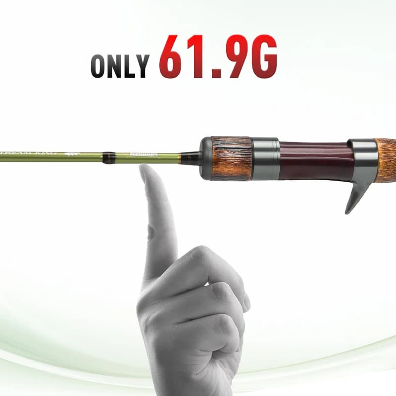 Canne spinning Kingdom 61.9g ultralégère carbone - Action MF puissance UL/L 2/3 sections voyage