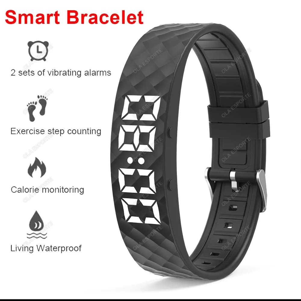 Bracelet connecté LED étanche podomètre running moniteur activité alarme vibreur rappel smartband sport