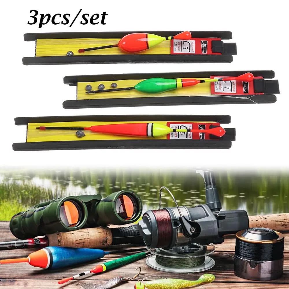 3 flotteurs pour pêche au carp et pêche sur glace - Buoy bobber avec plombs et hameçons
