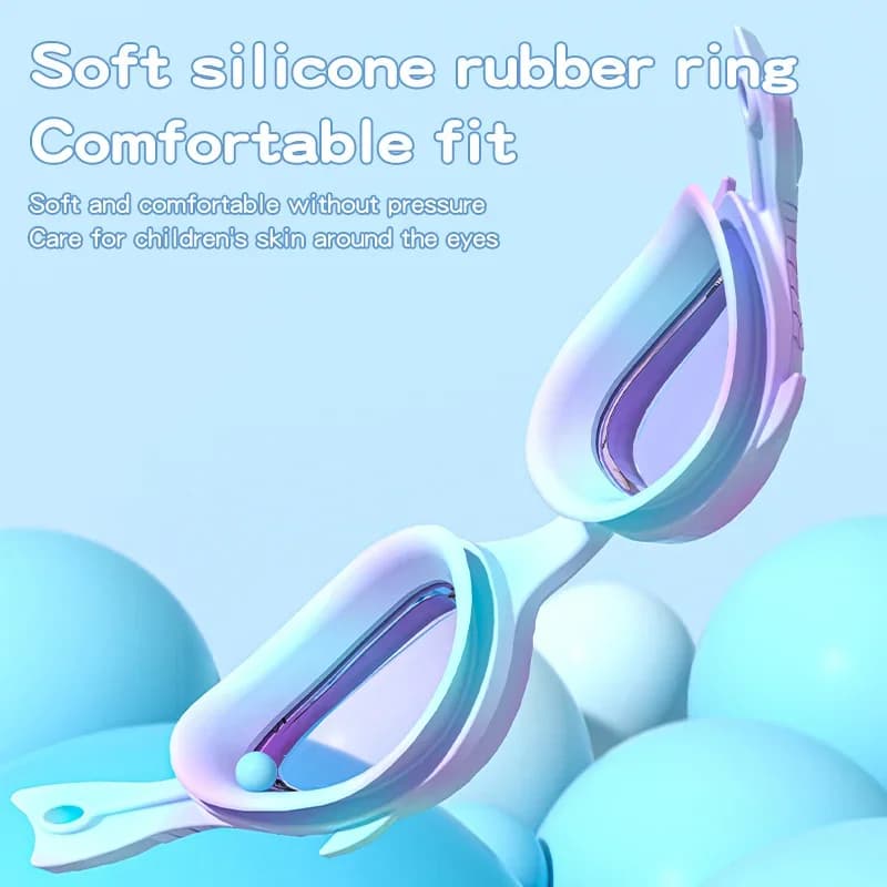 Lunettes de natation enfants poissons avec bonnet silicone garçons filles étanches anti-buée