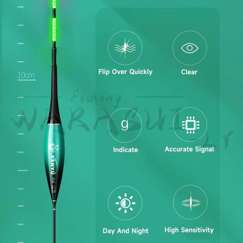 Set de 2 flotteurs électroniques LED haute sensibilité vert et rouge pour la pêche de nuit 2024