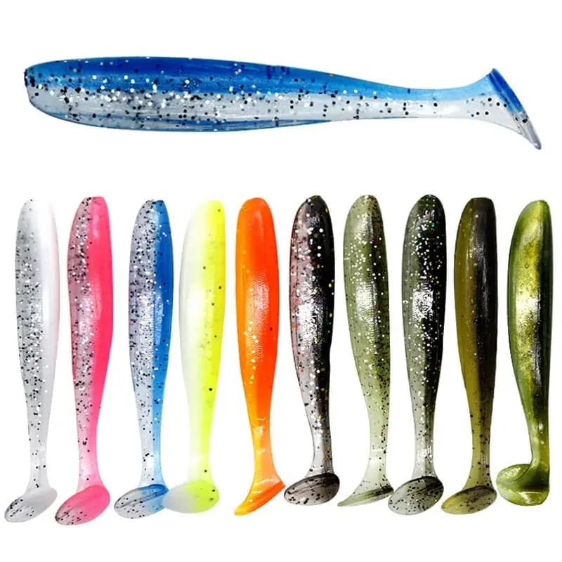 Lot de 10 leurres souples pêche en mer appâts nageurs paddle tail 70mm 90mm 120mm