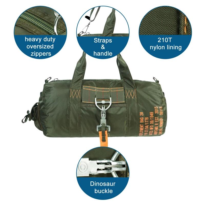 Sac de voyage pêche extérieur LQARMY-DulParachute, sac bandoulière étanche nylon 1000D pour camping et randonnée