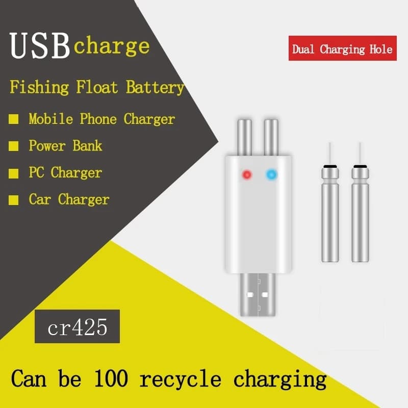 Chargeur USB rechargeable pour piles CR425 et CR322, accessoire batterie pour flotteur de pêche et appareils électroniques