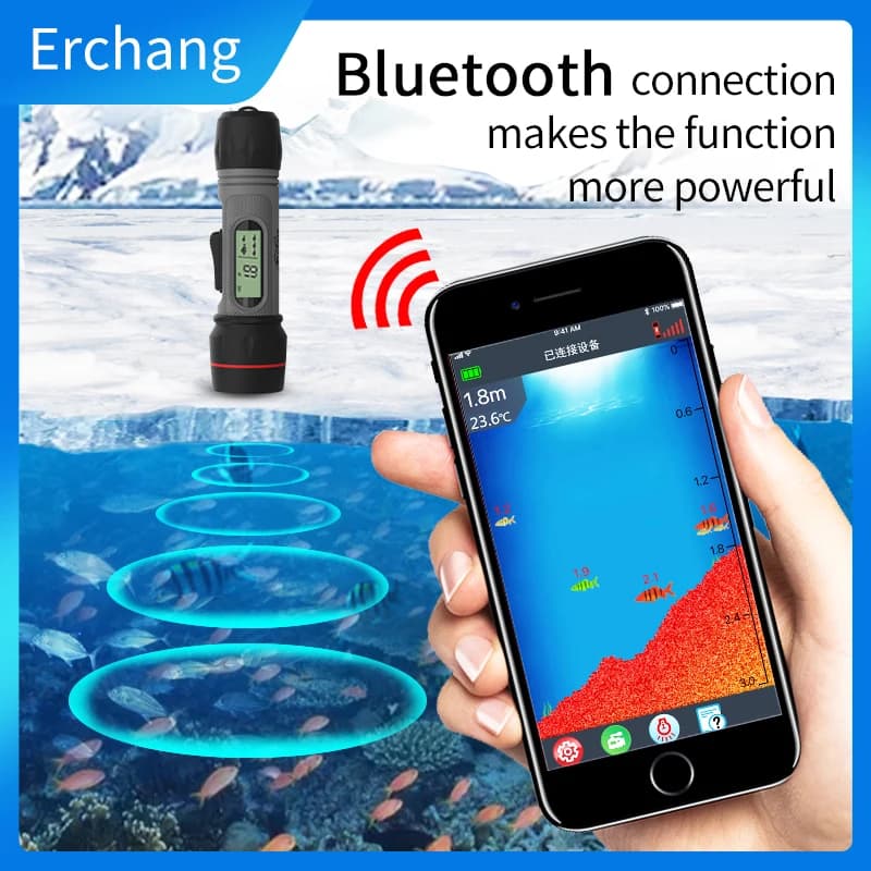 Sonar pêche sans fil Erchang 0.8-90m - Échosondeur hiver glace détecteur poissons portable léger