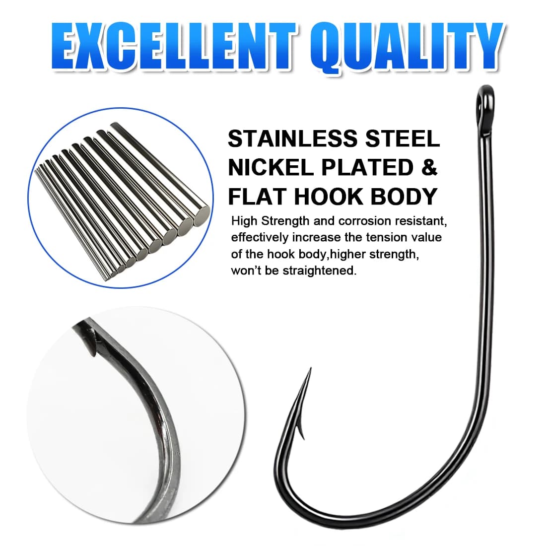 25-50 Hameçons Drop Shot Long Shank FISHTRIP pour Wacky/Neko Rig - Pêche Bar Leurres Souples