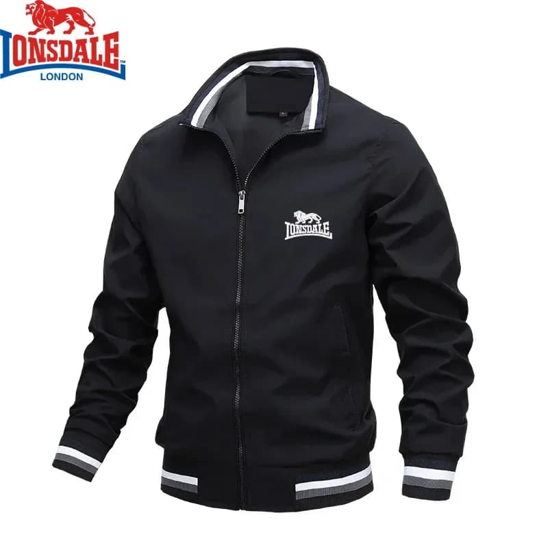 Veste homme à col montant avec broderie et fermeture éclair - Veste imperméable pour pêche et sports extérieurs