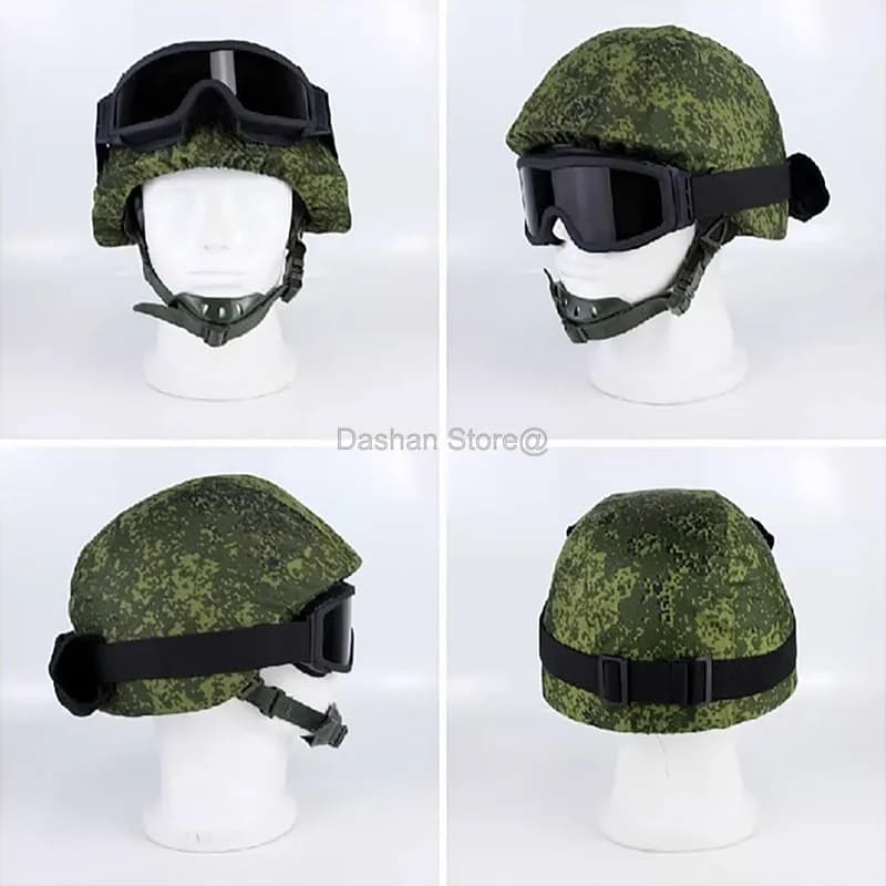Casque acier tactique russe 6b26 pêche - Protection anti-explosion 99 avec housse et lunettes