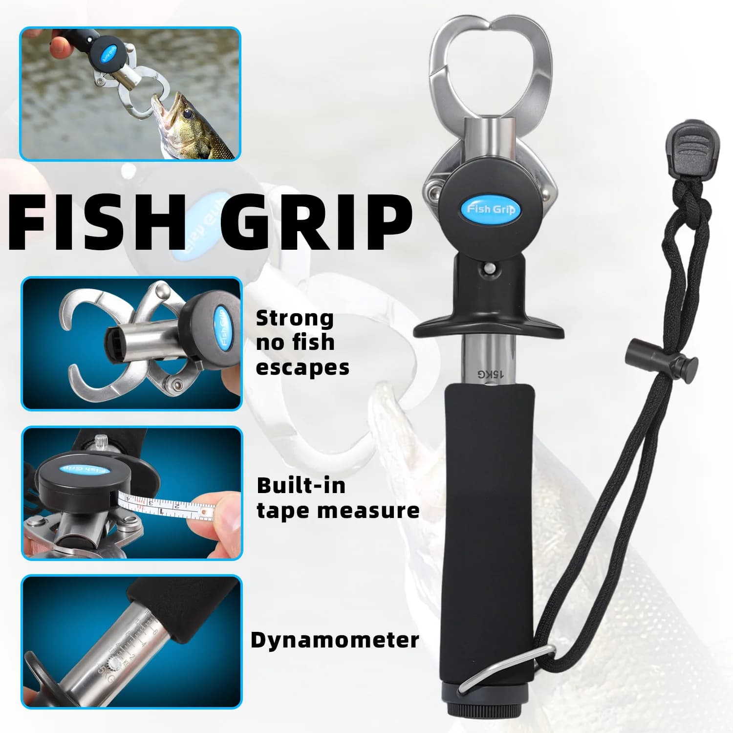 Pince multifonction pêche Sougayilang inox avec balance 15kg et mètre ruban 100cm pour mesurer poissons