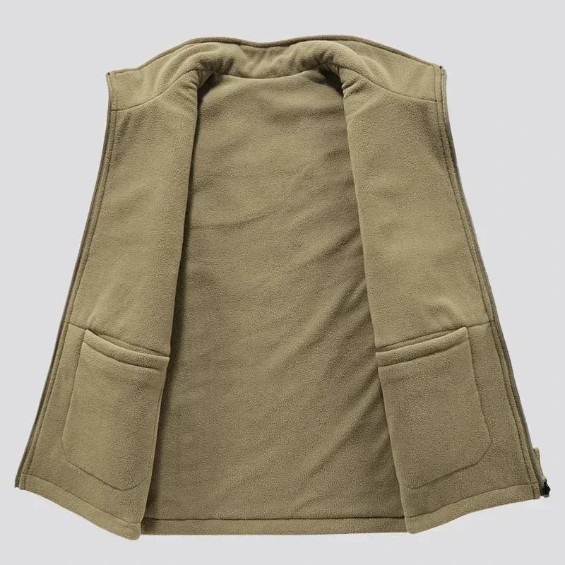Veston réversible sans manches pour hommes - Veste d'hiver épaisse en polaire cargo coupe-vent mode travail