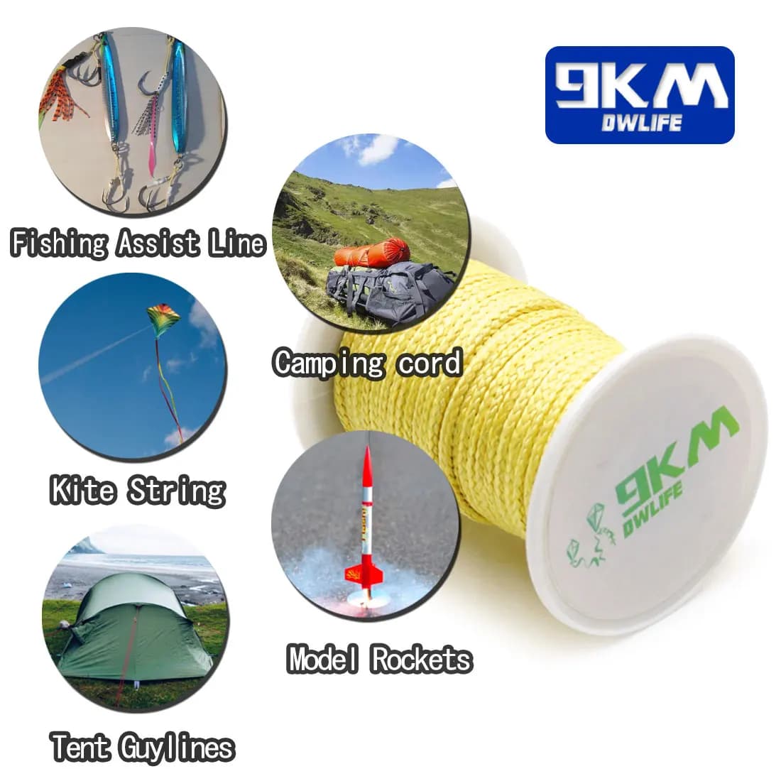 Ligne Kevlar 100-1500lb résistante à l'usure 0.8-3.5mm - Pour cerf-volant, camping et pêche