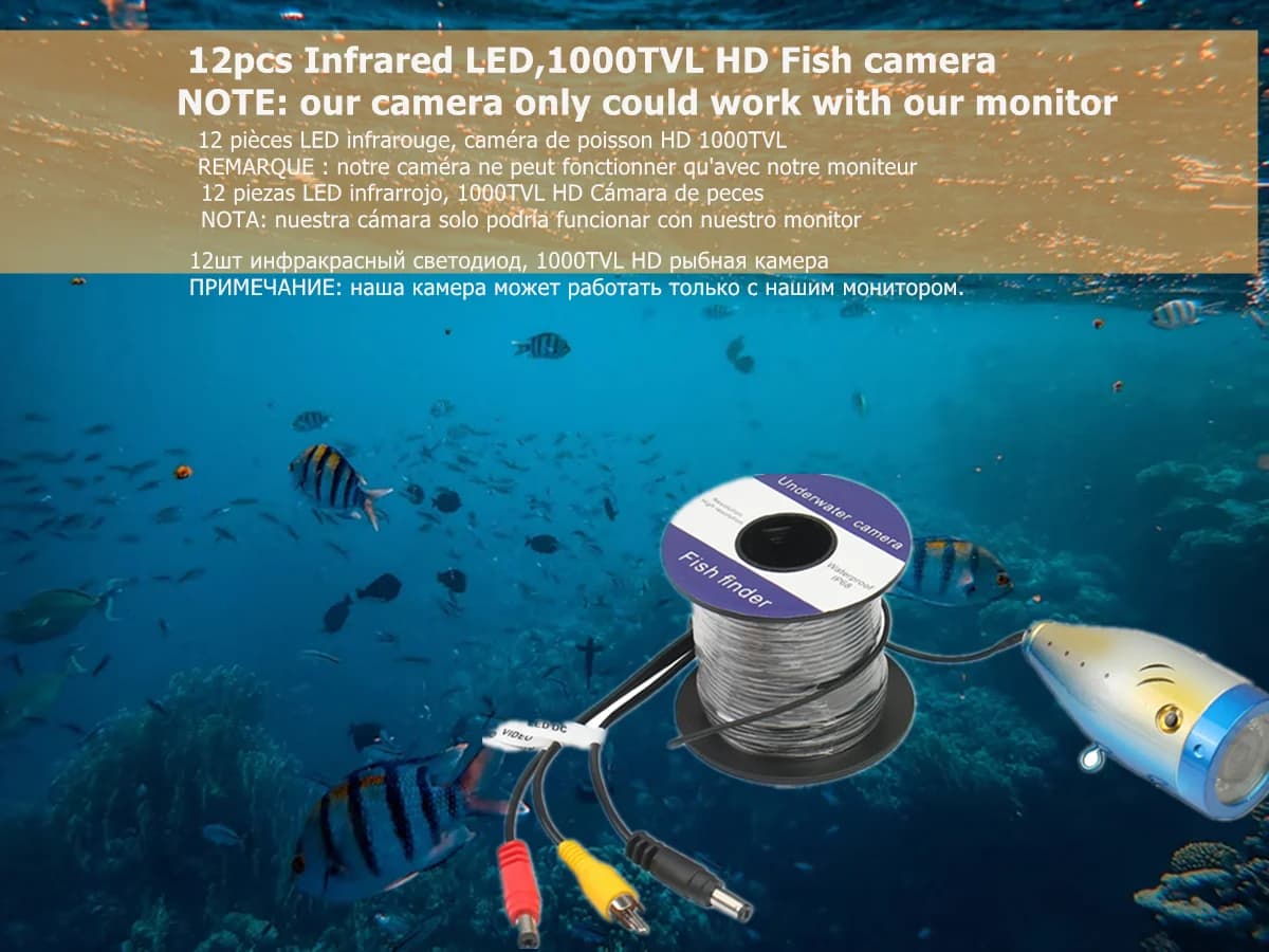 Caméra sous-marine HD 7 pouces 1000TVL pour pêcheur - Écran moniteur avec LED blanches et gros flotteur