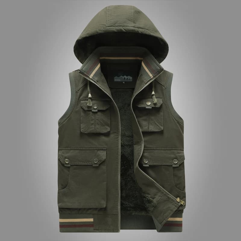 Gilet homme chaud hiver sans manches en laine et coton, vestes casual épais pour pêche