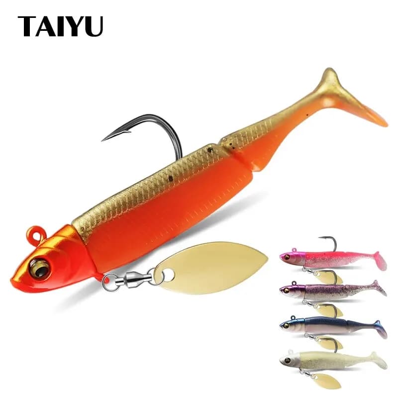 Leurre souple TAIYU T-tail 21g avec tête plombée, appât spinner métal pour brochet truite et perche