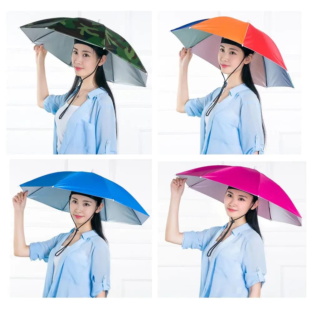 Chapeau parapluie pêche résistant au vent pliable portable protection solaire camping plage