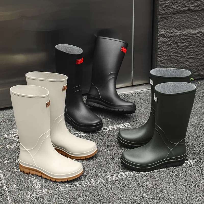 Bottes de pêche homme PVC haute tube anti-dérapantes pour lavage auto et loisirs extérieurs