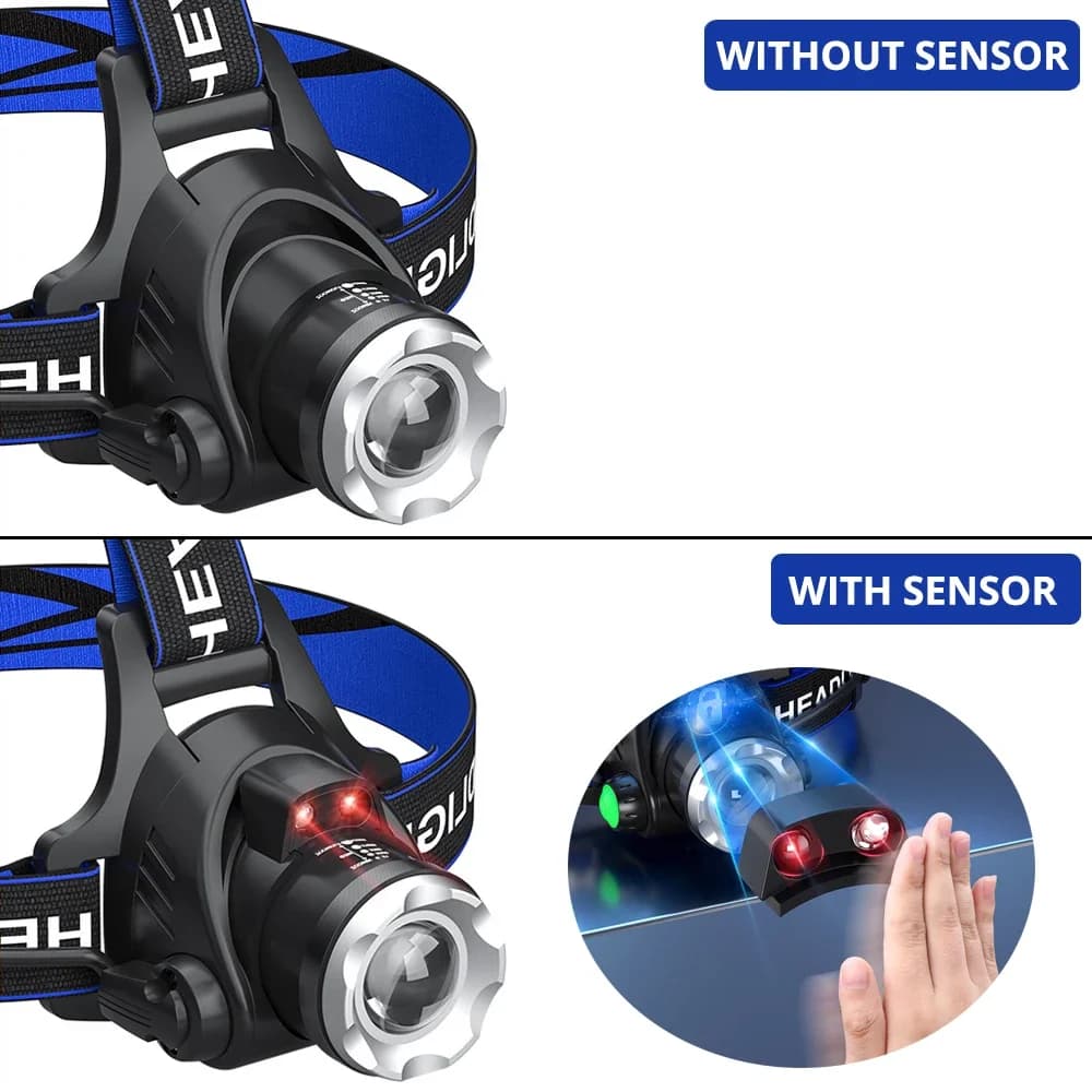 Lampe frontale LED T6 pêche 3 modes zoom étanche super lumineuse avec batteries 18650 rechargeables