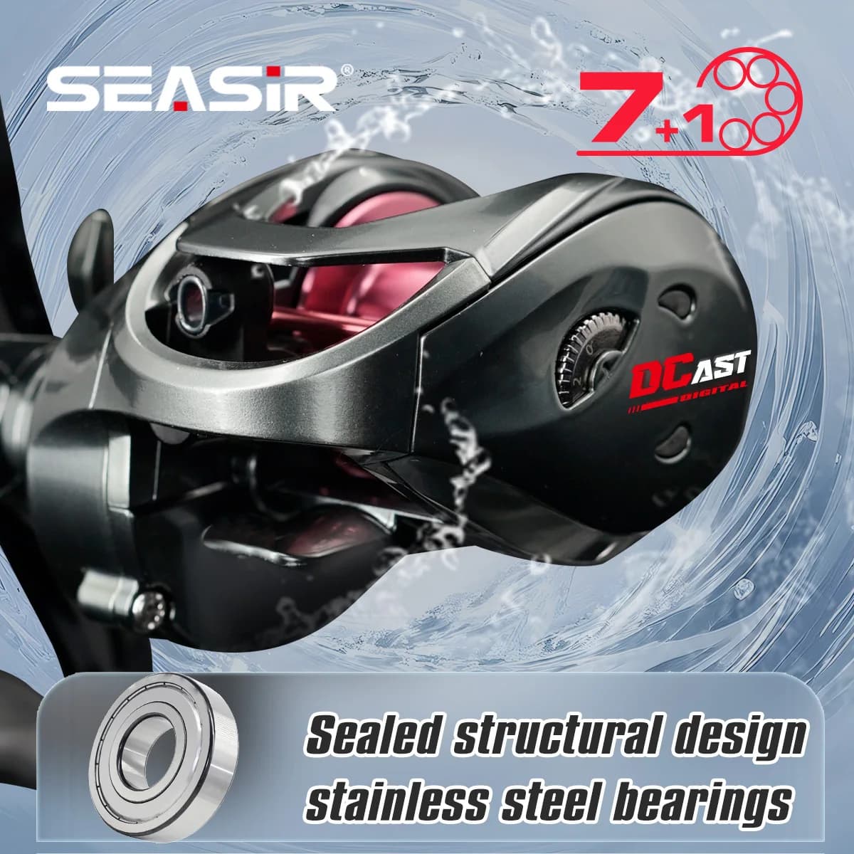 Moulinet baitcasting digital SEASIR DCAST DC avec contrôle électronique pour lancers longs précision