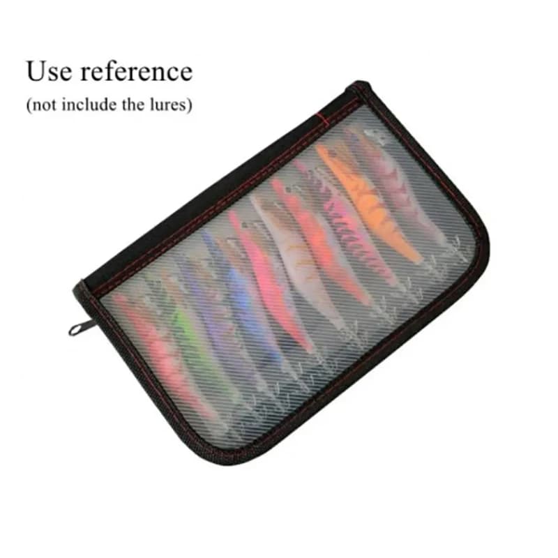 Boîte de rangement transparente pour leurres calamars - Étui pêche avec fermeture éclair double sens