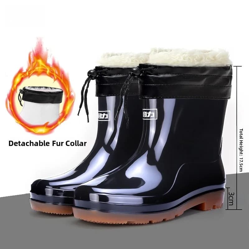 Bottes de pêche imperméables homme hautes avec doublure polaire et semelle anti-dérapante résistante