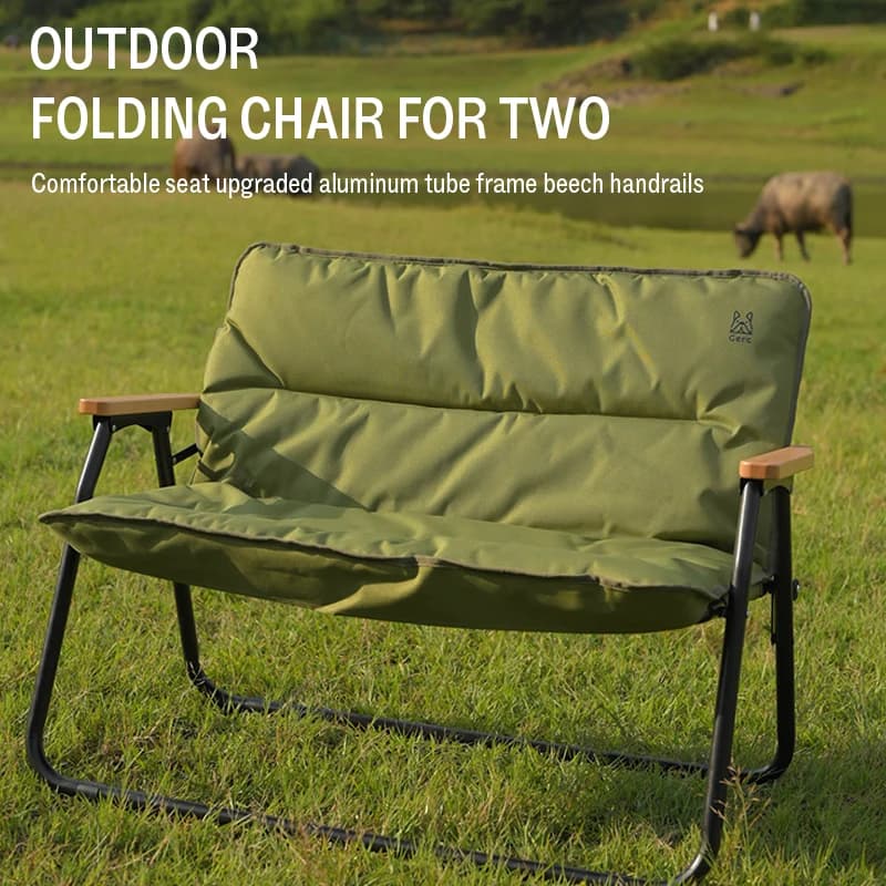 Chaise double pliante aluminium GERC pêche pique-nique camping portable dossier Kermit