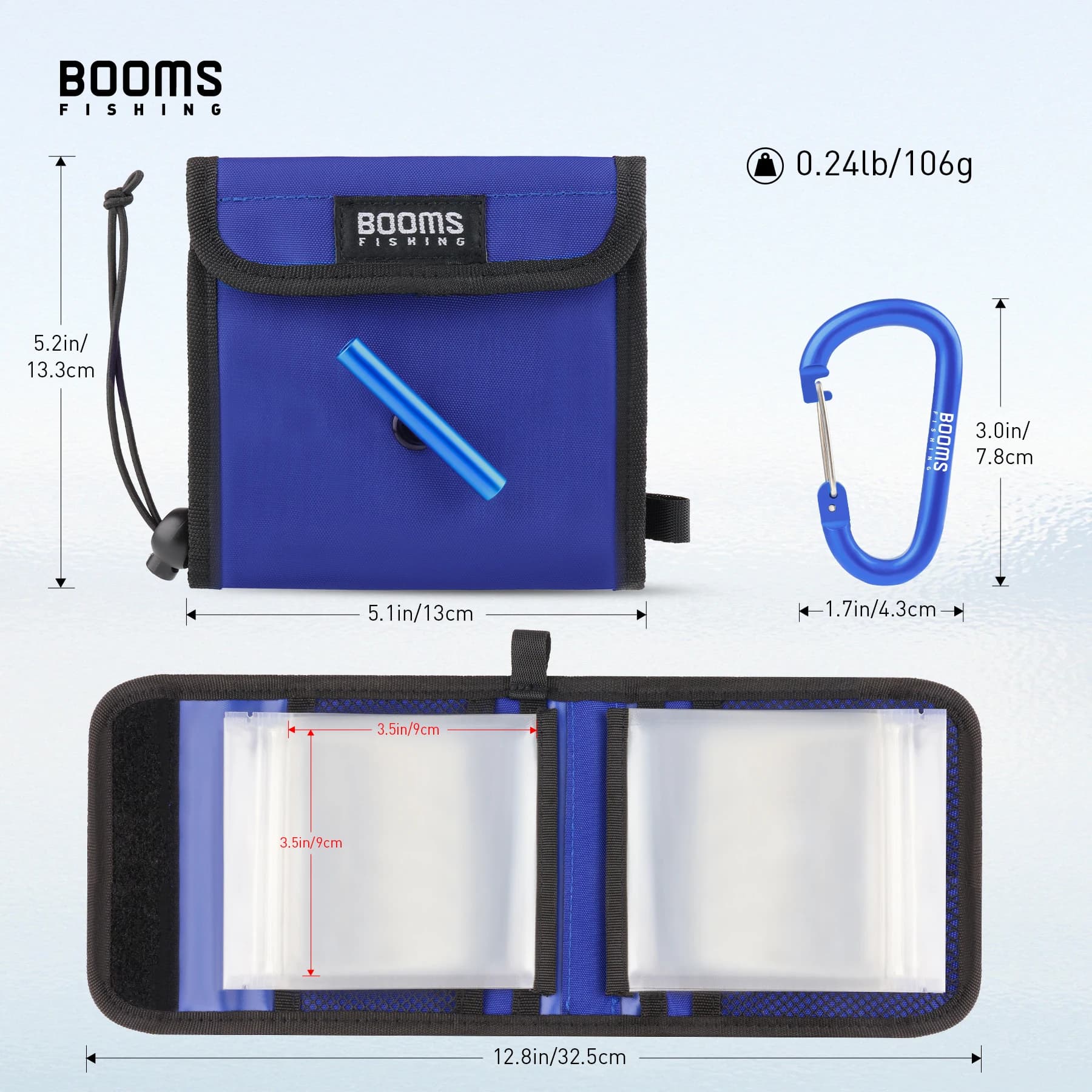 Boite rangement pêche Booms Fishing SH2 - 10 poches étanches pour mouches et bas de ligne